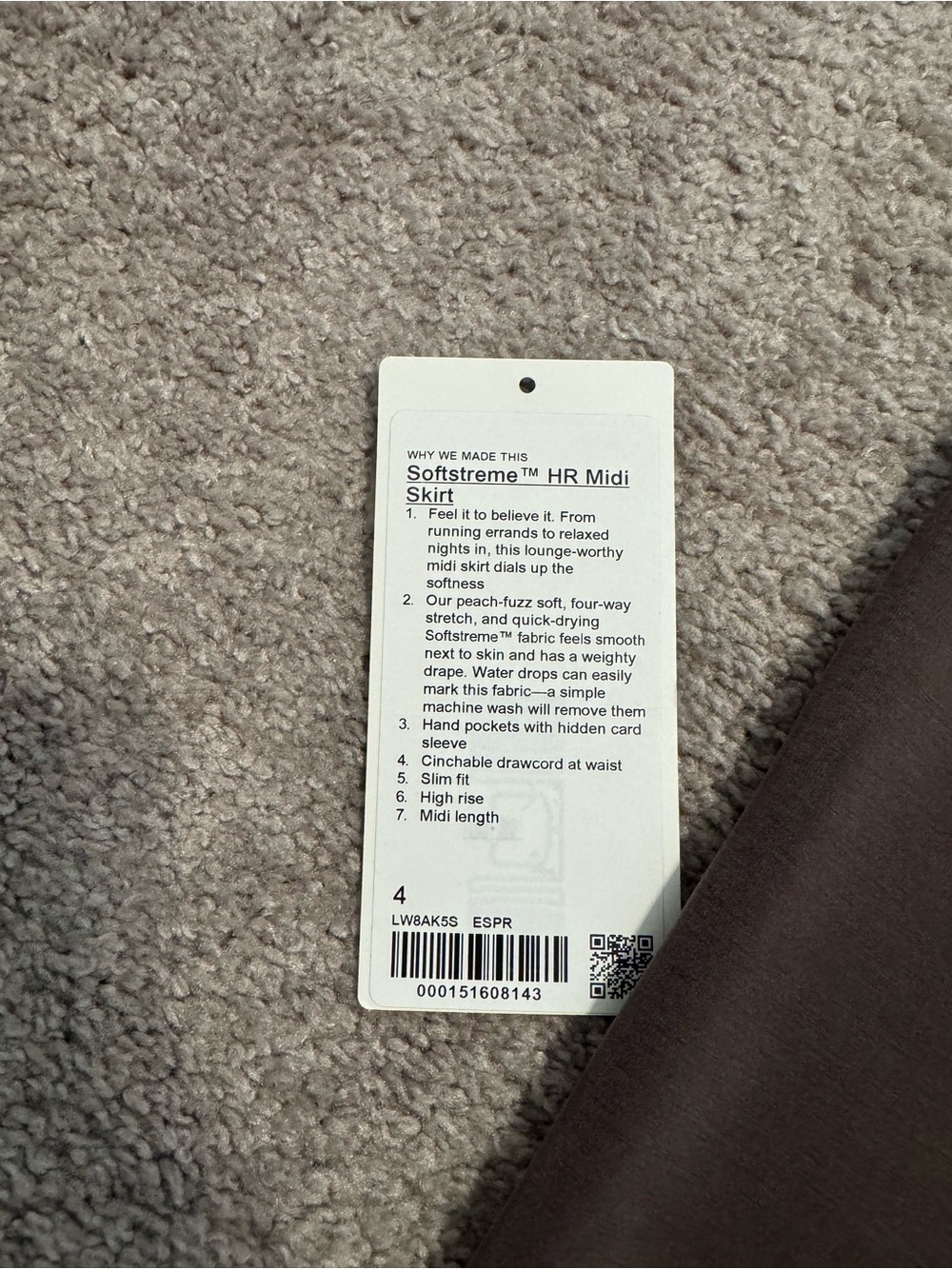 Lululemon Softstreme High Rise Midi Skirt- Size 4- Expresso - Picture 8 of 9